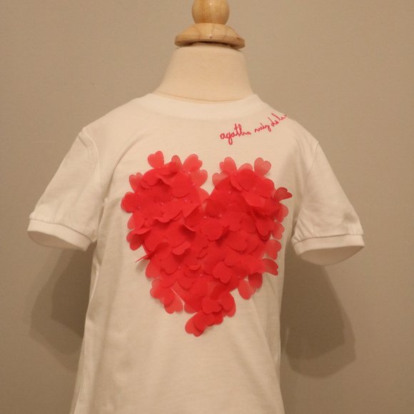 Agatha Ruiz De La Prada white t-shirt with pink heart NWT - Picture 1 of 3